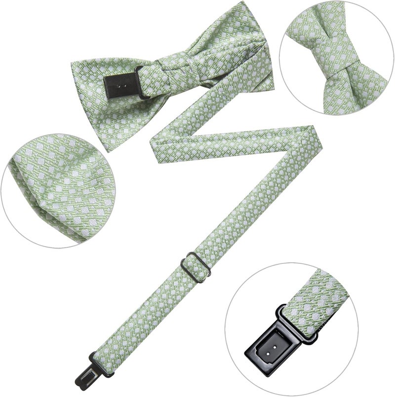 DiBanGu Boys Pre-tied Bow Tie,Silk Adjustable Bowtie and Pocket Square for Age 8-14 Kids Bowtie Wedding School Ceremony Party - Image 5